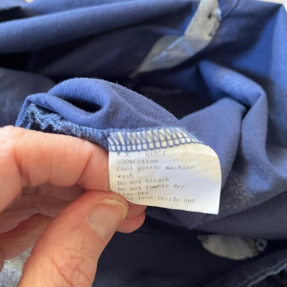 Minibee Women's Button Down Tunic Top, Blue and White Polka Dot, Large - Picture 5 of 5